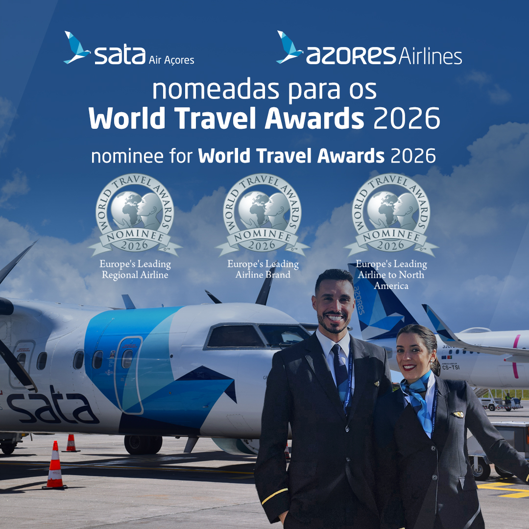 SATA Air Açores e Azores Airlines nomeadas para os World Travel Awards 2026